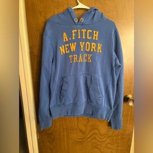 Abercrombie & Fitch Blue Hoodie with Yellow Lettering